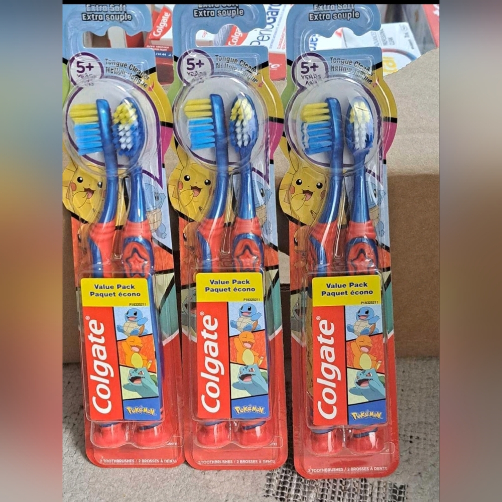 3 Brand New Packs of Colgate Kids "pokeman" Toothbrush Value Pack